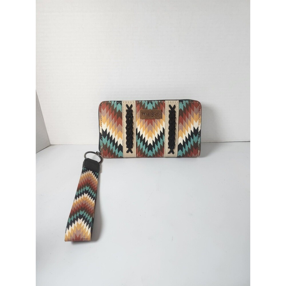 Wrangler Women’s Southwestern Aztec Geometric Multicolor Wristlet Wallet